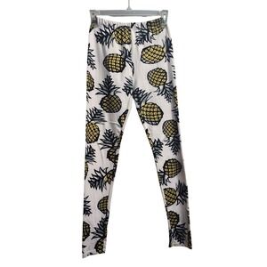 EEVEE Kids Girls Pineapple‎ Print Leggings Pants White Yellow One Size